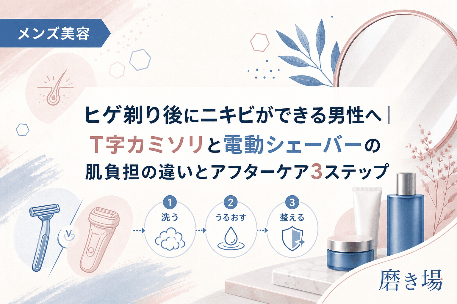 ヒゲ剃り後にニキビができる男性へ|T字カミソリと電動シェーバーの肌負担の違いとアフターケア3ステップ