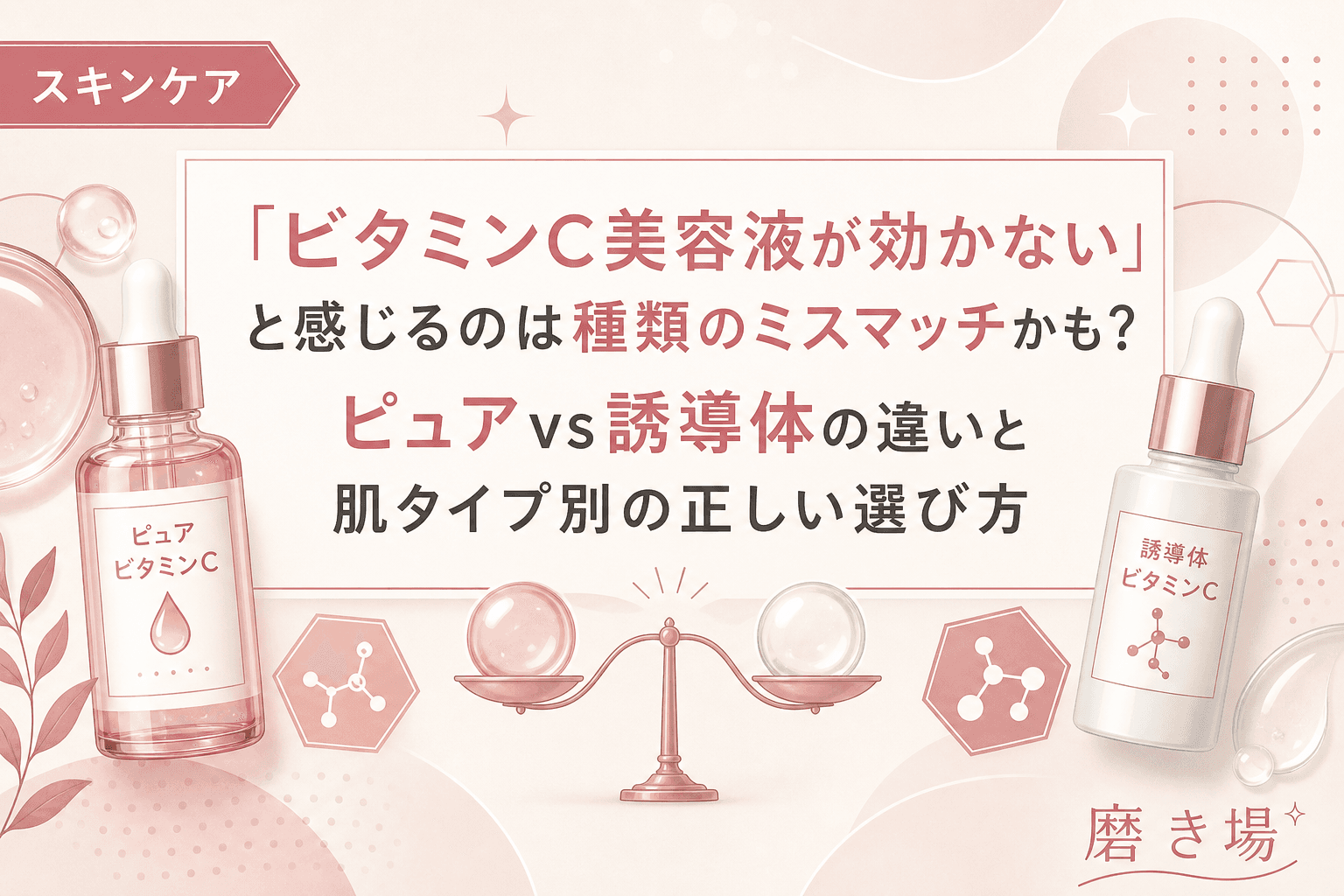 「ビタミンC美容液が効かない」と感じるのは種類のミスマッチかも?ピュアvs誘導体の違いと肌タイプ別の正しい選び方